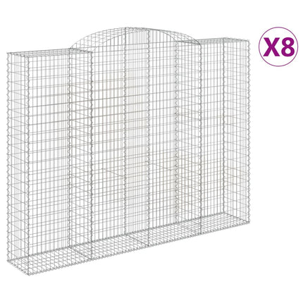 buede gabionkurve 8 stk. 300x50x220/240 cm galvaniseret jern