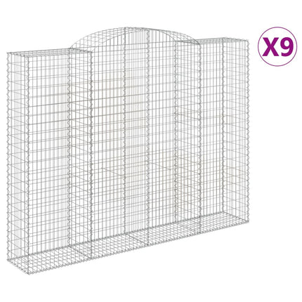buede gabionkurve 9 stk. 300x50x220/240 cm galvaniseret jern