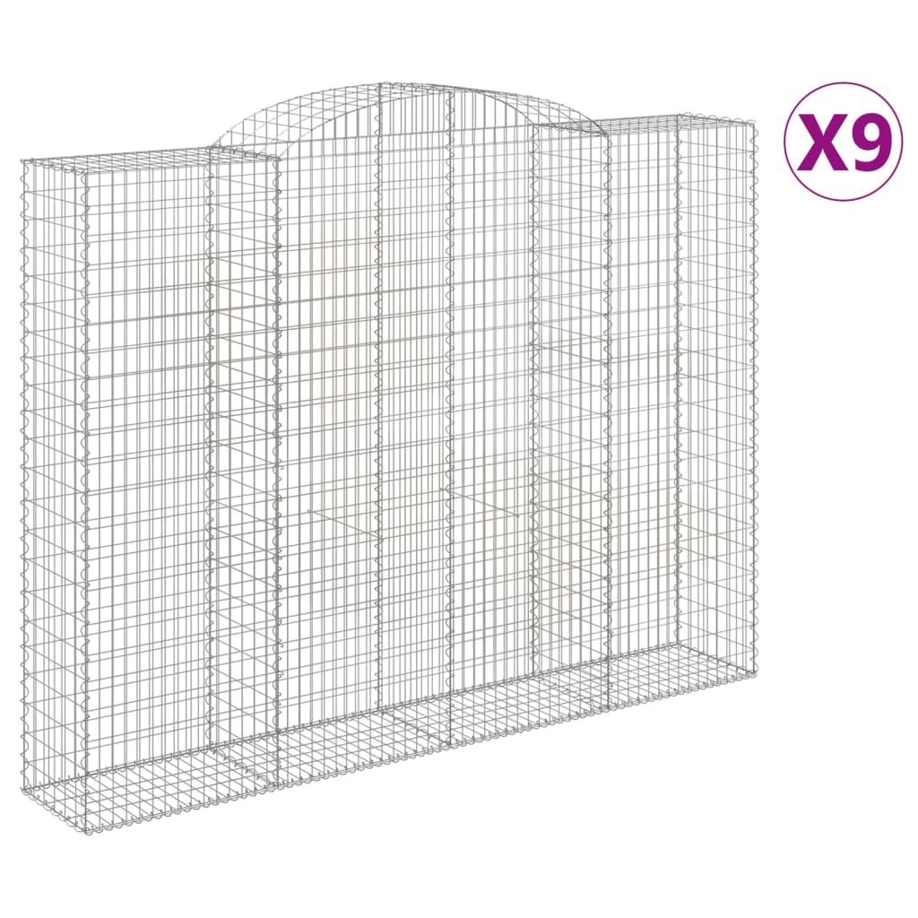 buede gabionkurve 9 stk. 300x50x220/240 cm galvaniseret jern