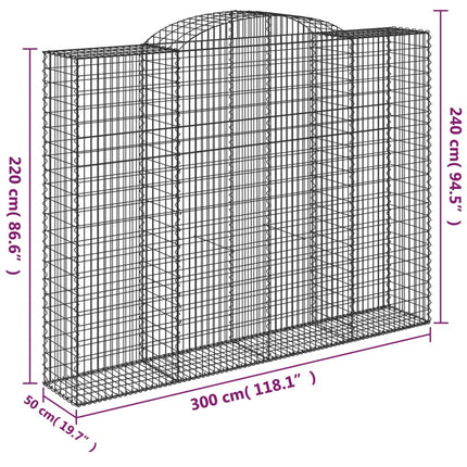buede gabionkurve 12 stk. 300x50x220/240 cm galvaniseret jern