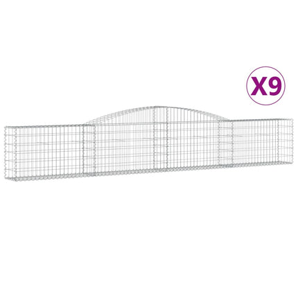 buede gabionkurve 9 stk. 400x30x60/80 cm galvaniseret jern