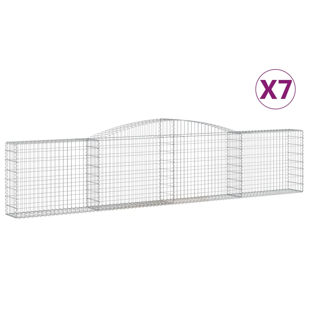 buede gabionkurve 7 stk. 400x30x80/100 cm galvaniseret jern