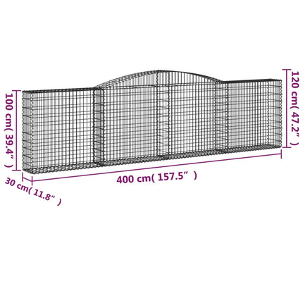 buede gabionkurve 2 stk. 400x30x100/120 cm galvaniseret jern