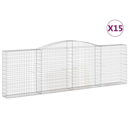 buede gabionkurve 15 stk. 400x30x120/140 cm galvaniseret jern