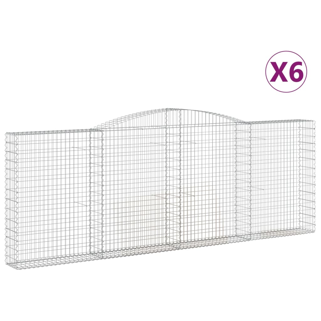 buede gabionkurve 6 stk. 400x30x140/160 cm galvaniseret jern