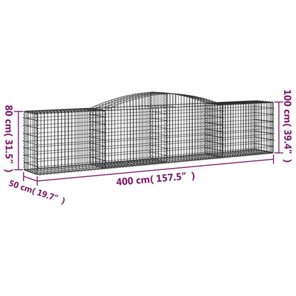 buede gabionkurve 5 stk. 400x50x80/100 cm galvaniseret jern