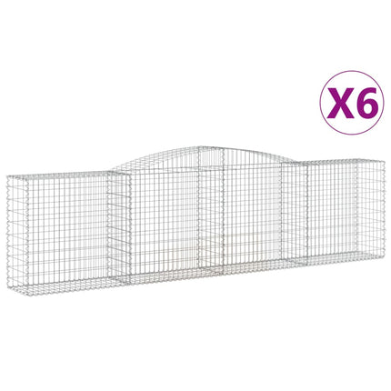 buede gabionkurve 6 stk. 400x50x100/120 cm galvaniseret jern