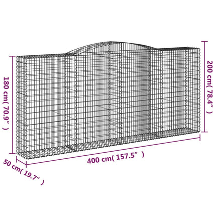 buede gabionkurve 8 stk. 400x50x180/200 cm galvaniseret jern