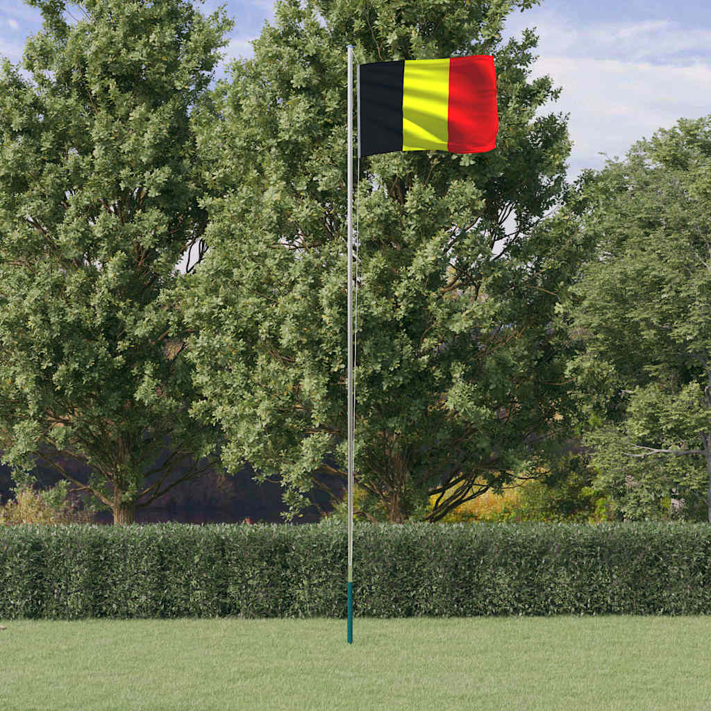 Belgien flag og flagstang 6,08 m aluminium
