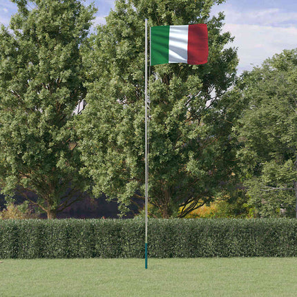 Italien flag og flagstang 6,08 m aluminium