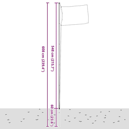 Portugal flag og flagstang 6,08 m aluminium