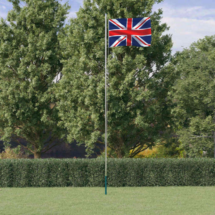 Storbritannien flag og flagstang 6,08 m aluminium