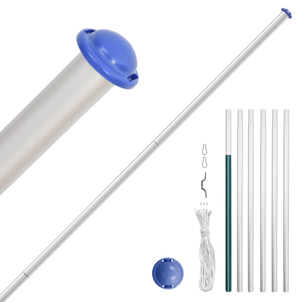 Europaflag og flagstang 6,08 m aluminium