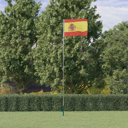 Spanien flag og flagstang 5,5 m aluminium
