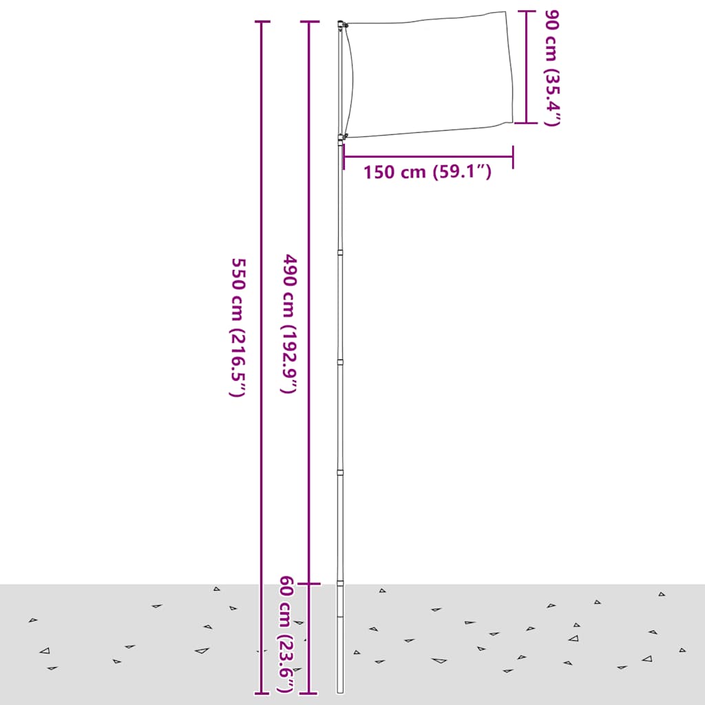 Tjekkiet flag og flagstang 5,5 m aluminium