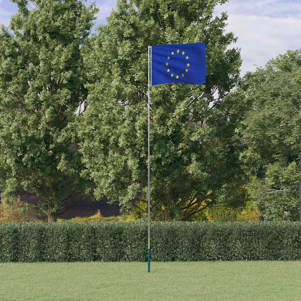 Europaflag og flagstang 5,5 m aluminium billede