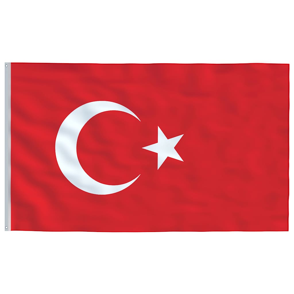 Tyrkiet flag og flagstang 5,5 m aluminium