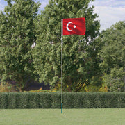 Tyrkiet flag og flagstang 5,5 m aluminium