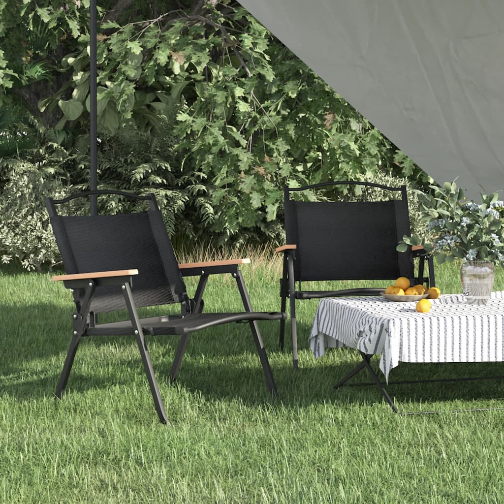 campingstole 2 stk. 54x43x59 cm oxfordstof sort billede