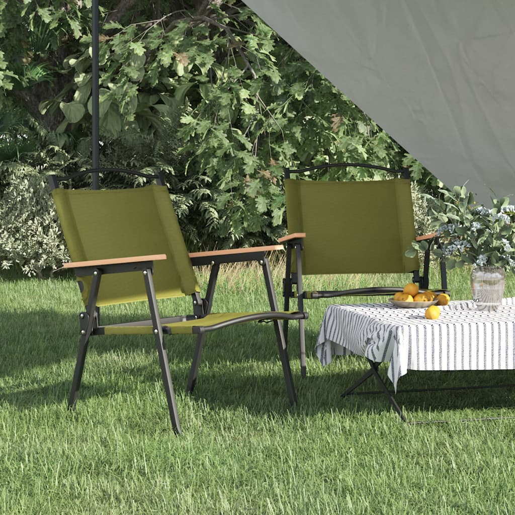 Campingstole - 2 stk. foldbare i oxfordstof, grøn (54 × 55 × 78 cm)