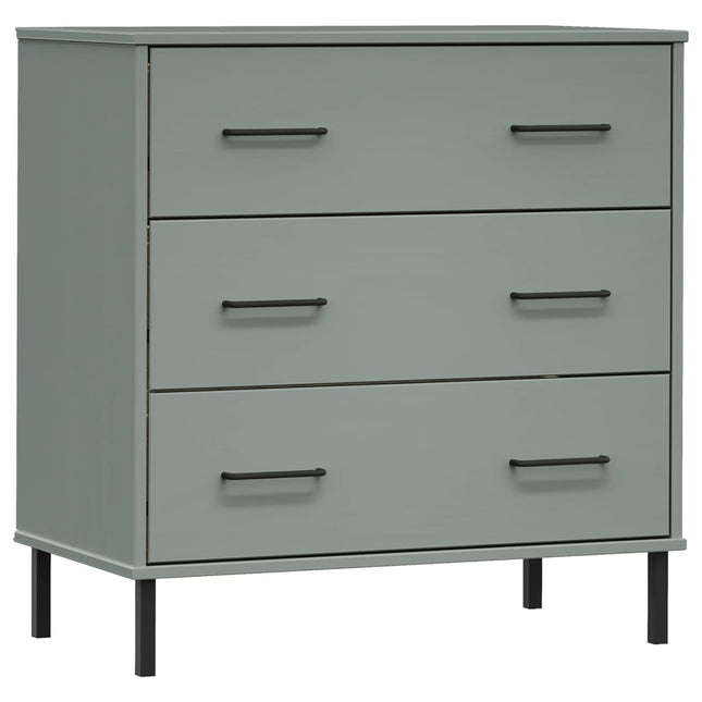 skænk med 3 skuffer OSLO 77x40x79,5 cm massivt træ grå