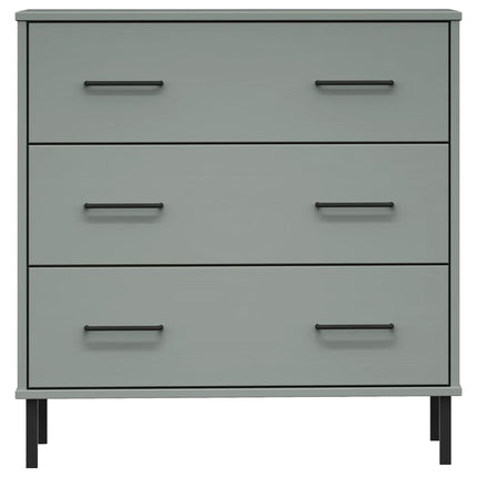 skænk med 3 skuffer OSLO 77x40x79,5 cm massivt træ grå