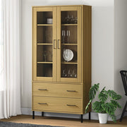 bogskab med metalben OSLO 85x35x172,5 cm massivt træ brun