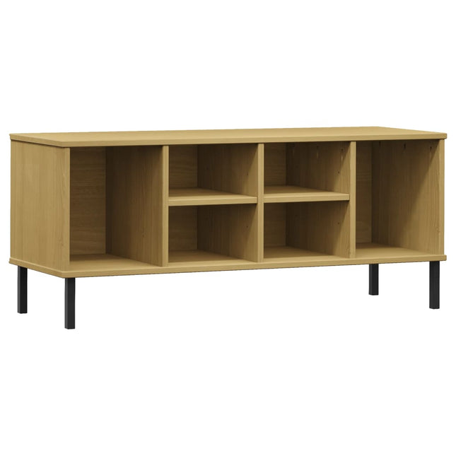 skoreol med metalben OSLO 106x35x45 cm massivt træ brun