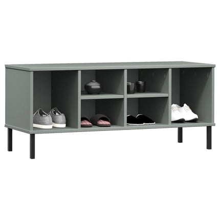 skoreol med metalben OSLO 106x35x45 cm massivt træ grå