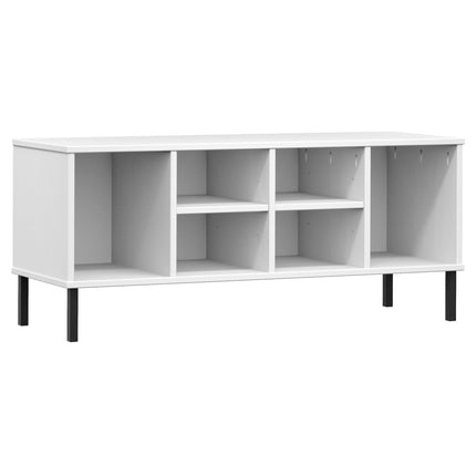 skoreol med metalben OSLO 106x35x45 cm massivt træ hvid