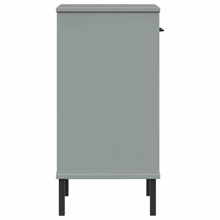 konsolbord med metalben OSLO massivt fyrretræ grå