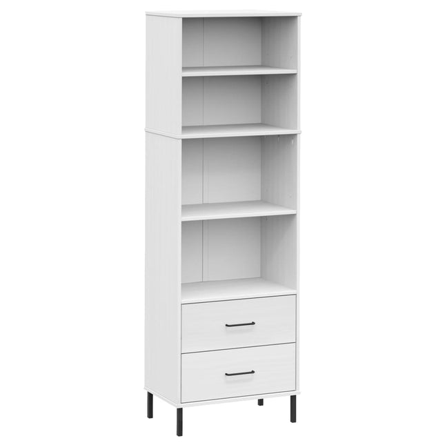 bogreol med 2 skuffer OSLO 60x35x180 cm massivt træ hvid