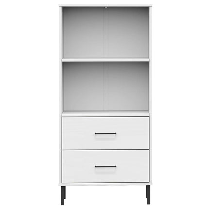 bogreol med 2 skuffer OSLO 60x35x128,5 cm massivt træ hvid