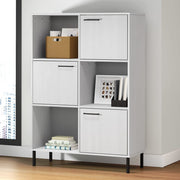 bogskab med metalben OSLO 90x35x128,5 cm massivt træ hvid