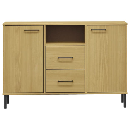 skænk med metalben OSLO 113x40x77 cm massivt træ brun