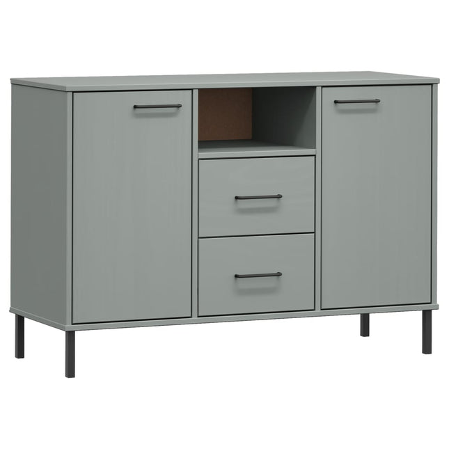 skænk med metalben OSLO 113x40x77 cm massivt træ grå