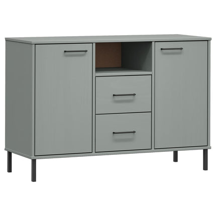 skænk med metalben OSLO 113x40x77 cm massivt træ grå