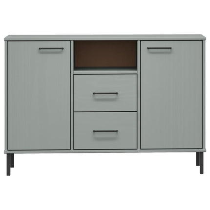 skænk med metalben OSLO 113x40x77 cm massivt træ grå