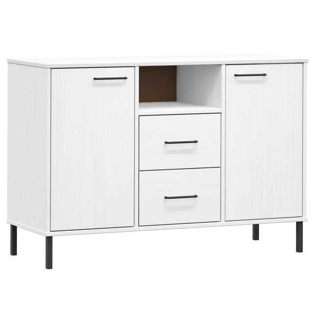skænk med metalben OSLO 113x40x77 cm massivt træ hvid
