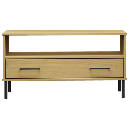 sofabord med metalben OSLO 85x50x45 cm massivt træ brun