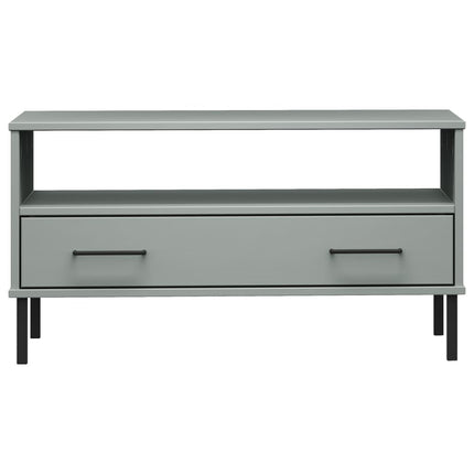 sofabord med metalben OSLO 85x50x45 cm massivt træ grå