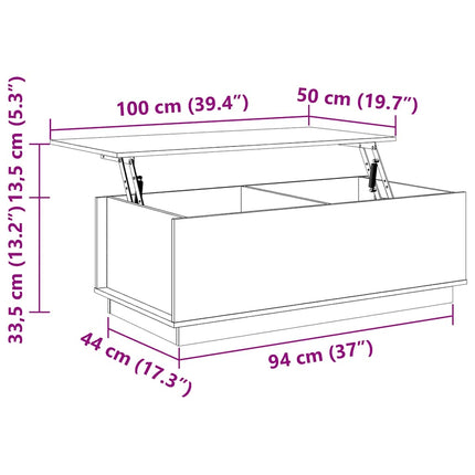 sofabord 100x50x35 cm massivt fyrretræ grå