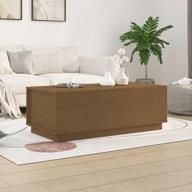 sofabord 100x50x35 cm massivt fyrretræ gyldenbrun