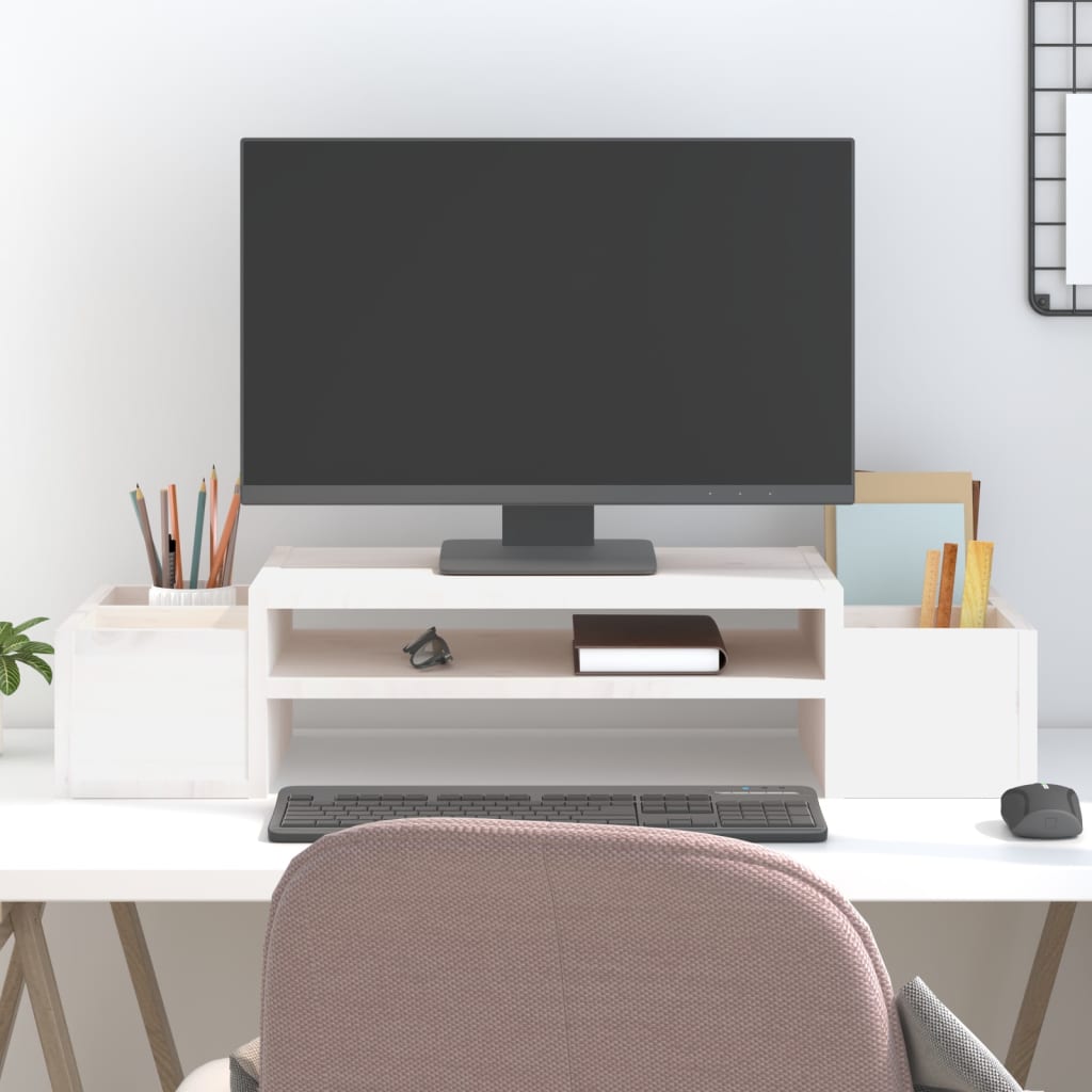 skærmholder 70x27,5x15 cm massivt fyrretræ hvid