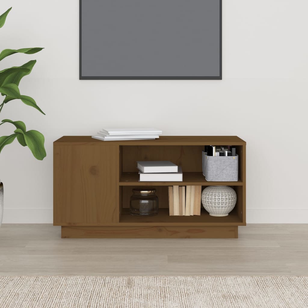 tv-bord 80x35x40,5 cm massivt fyrretræ gyldenbrun