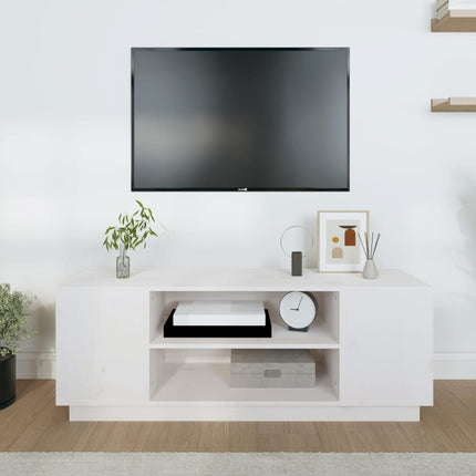 tv-bord 110x35x40,5 cm massivt fyrretræ hvid