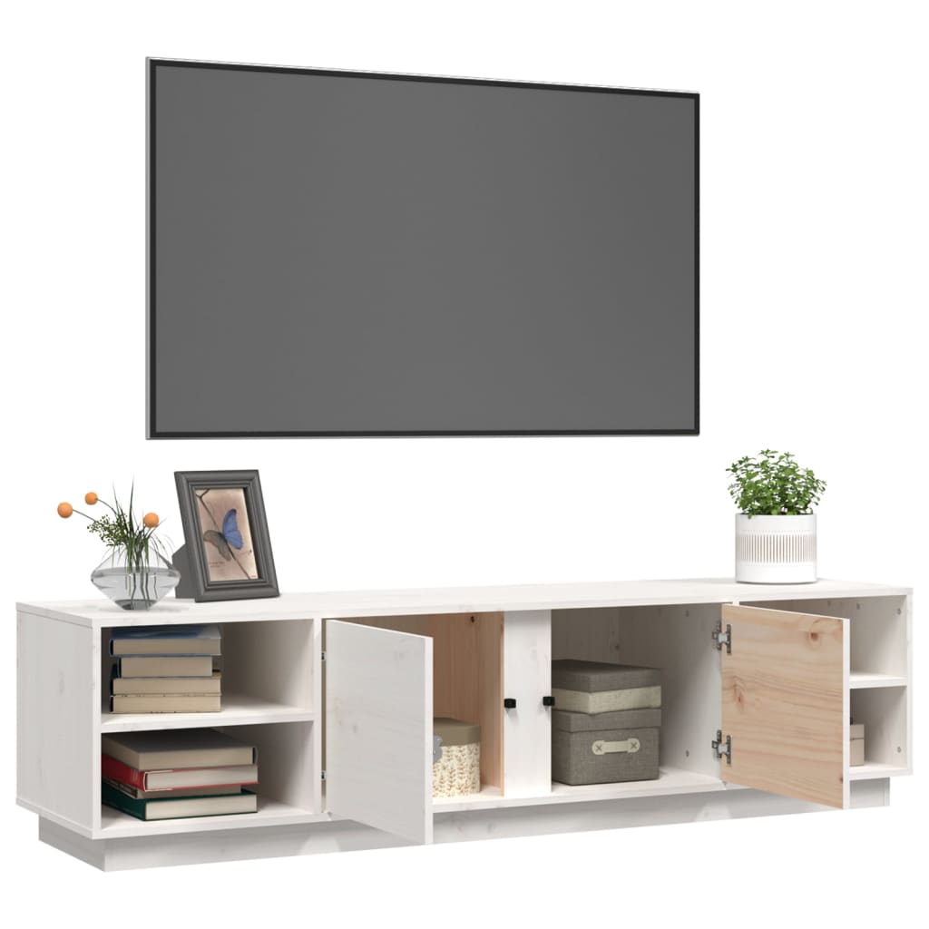tv-bord 156x40x40 cm massivt fyrretræ hvid