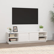 tv-bord 156x40x40 cm massivt fyrretræ hvid
