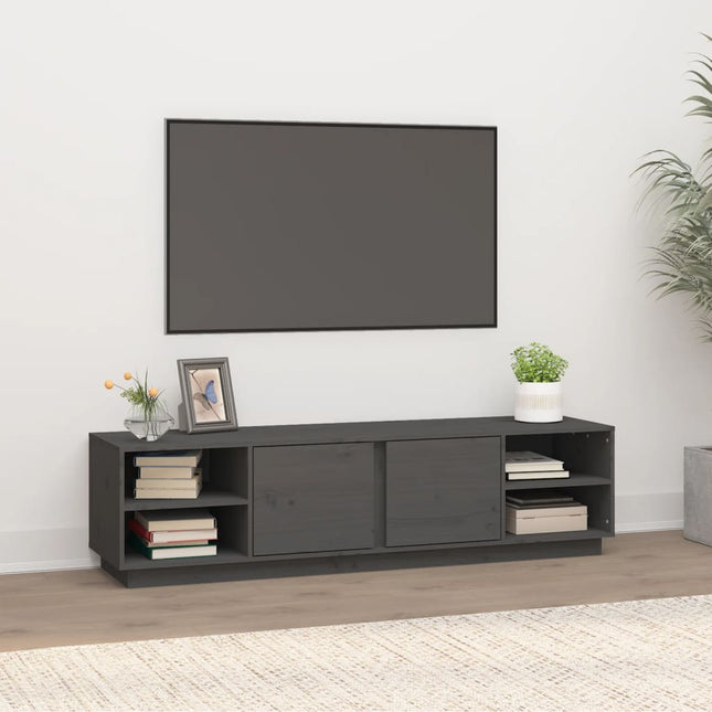 tv-bord 156x40x40 cm massivt fyrretræ grå