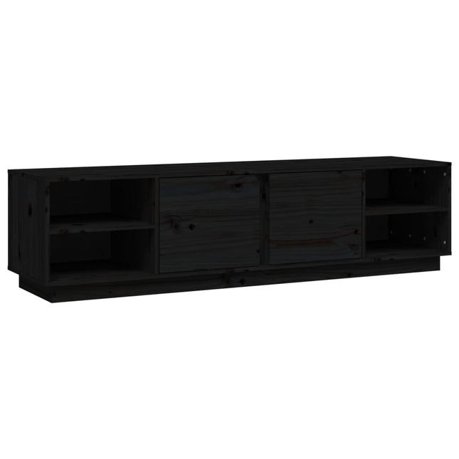tv-bord 156x40x40 cm massivt fyrretræ sort